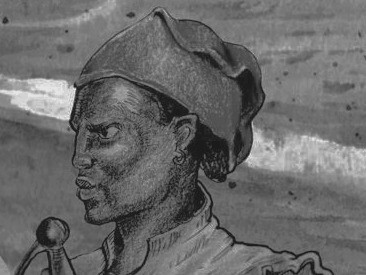 This artwork envisions Estevanico as he might have appeared during his time in the Americas, where he navigated unknown territories and served as a guide for European explorers