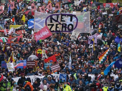 Thousands of protesters in Glasgow, Scotland wanting to be heard regarding the climate change pact