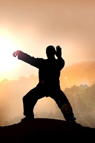 PRacticando tai chi al atardecer