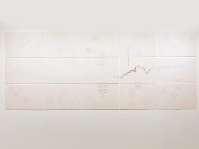 The studio of Felicity Powell, exhibition view. Courtesy of Richard Saltoun Gallery