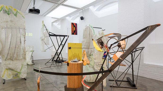 Neïl Beloufa
Exhibition view, Institute of Contemporary Arts, London, 2014
Courtesy the artist, Balice Hertling, Paris, François Ghebaly, Los Angeles, Mendes Wood DM, São Paulo and Zero..., Milan
Photo: Andrea Rossetti
