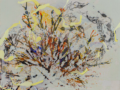 Marta Spagnoli, Algae VI, 2025, acrylic ink and, oil on canvas, 45 x 55 cm, 17.71 x 21.65 in, courtesy: the artist and Galleria Continua, photographer: Ela Bialkowska, OKNO Studio