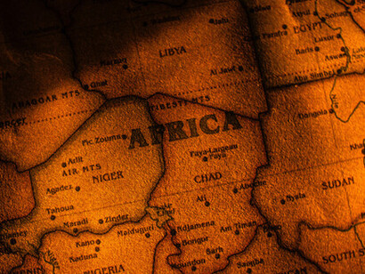 Continente africano em mapa mundi