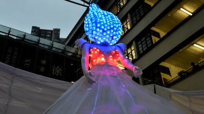 Hong Kong – March 15: An illuminated statue installation is seen at The Pepsi x Liter Of Light “Ignite The Light” Tour at PMQ, Central on March 15, 2015 in Hong Kong. Photo by Keith Tsuji/Getty Images for PepsiCo