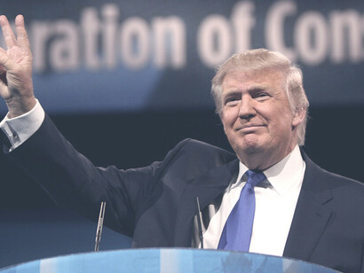 Donald Trump speaking at the 2013 Conservative Political Action Conference (CPAC) in National Harbor, Maryland, photo by Gage Skidmore