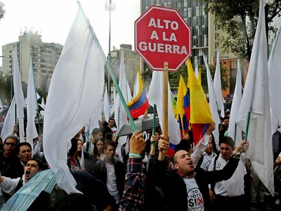 Manifestación pacifista en Colombia