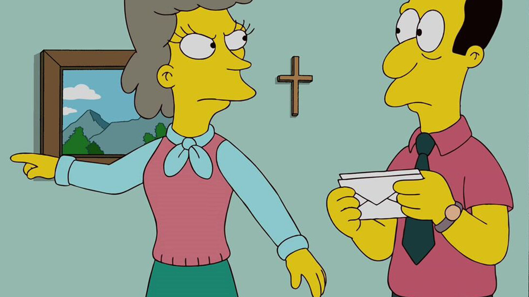 Helen Lovejoy (en Latinoamérica 'Helen Alegría'), esposa del reverendo Timothy Lovejoy en «Los Simpson» y autora de frases y preguntas como la que encabeza este artículo