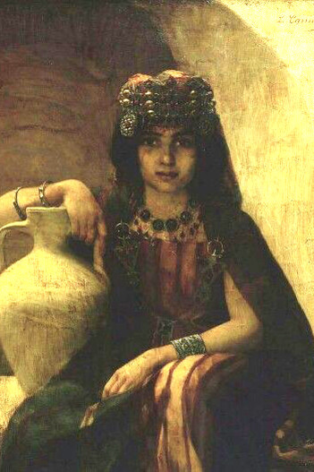 Young Girl from Grande Kabylie — a portrait of an Algerian woman from the Kabyle region, painted by Louise Canuet