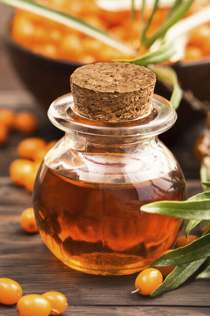 The juice of Sea Buckthorn is a component of many vitamin-rich cosmetic 