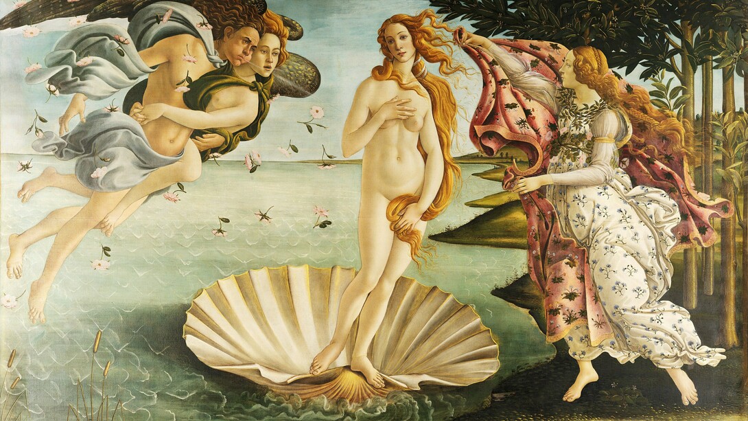 Sandro Botticelli (1445-1510) «El nacimiento de Venus» (1484-1486). Témpera sobre lienzo. Galería Uffizi, Florencia, Italia