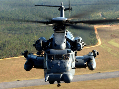Helicopter helping transport people from Lebanon to Cyprus