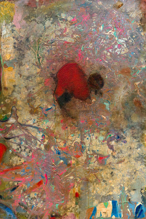 Frank Bowling, Potarospray (detail), 1980. Courtesy the artist and the Fitzwilliam Museum