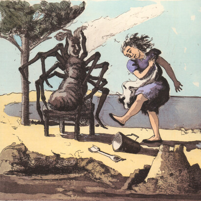 Paula Rego, Demónios - 1955. Litografia sobre pedra 49 x 40,5 cm, Papel 78 x 58 cm.