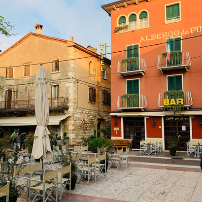 Verona, Veneto, Italy, colorful buildings and a vibrant street scene in the heart of the city