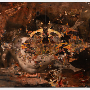 Nicola Samorì,
The Roman Butterfly, 2023-24. Oil on linen,
150h x 200w x 4.50d cm,
59.06h x 78.74w x 1.77d in. Courtesy of the artist and Nicodim Gallery