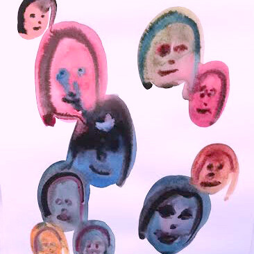Pía Chavarría: Caras (2019), acuarela sobre papel