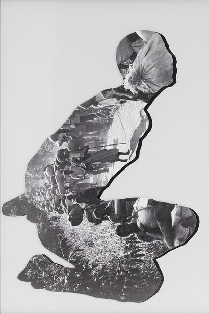 Reza Aramesh, Action 143-11, 2015, B&W print on fiber paper, mounted on archival board and framed in walnut wood, 68 x 50 x 2.5 in, Edition of 3, 1AP. Photo by Brian Buckley
