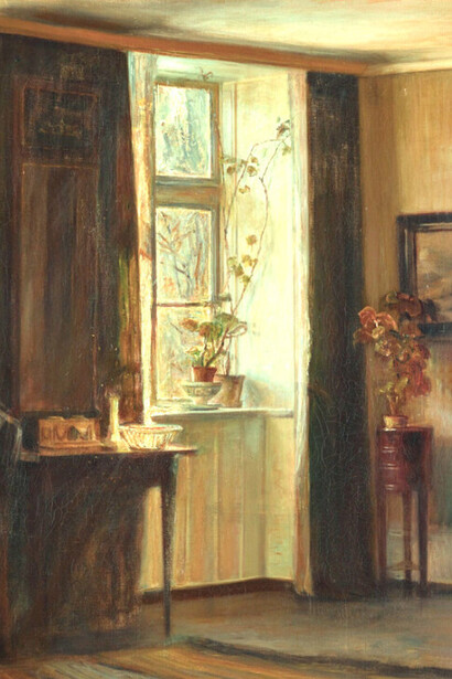 Carl Holsøe, Interior con la esposa del artista en la ventana (detalle)