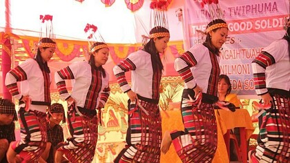 Traditional Cheraw dance, Aizawl, Mizoram, India 