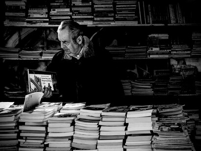 Surrounded by books