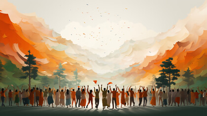 Join the jubilant celebration of peace and harmony as individuals unite in understanding and empathy