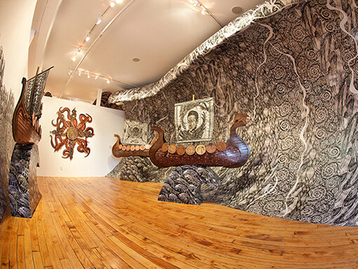 Dennis McNett, Reaping Waves and Vital Vessels, installation at Joshua Liner Gallery, NYC