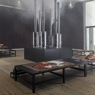Slavs and Tatars, Samovar swell, exhibition view. Courtesy of Museo Jumex