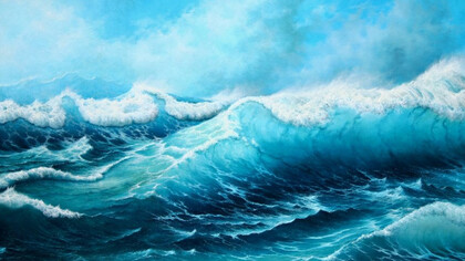 Zohrab Kemkemian, The wave, oil on canvas, size 120cm x 180cm, 2014