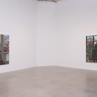 Eniwaye Oluwaseyi, Buried roots up in the air, exhibition view. Courtesy of Zidoun‑Bossuyt Gallery