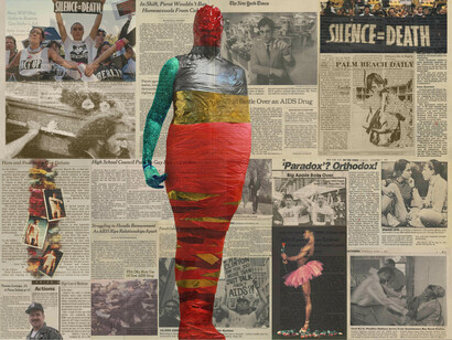 Just Talk About AIDS 2015, archival c-prints and thread, 48 x 60 inches, copyright Hunter Reynolds, Courtesy PPOW Gallery.