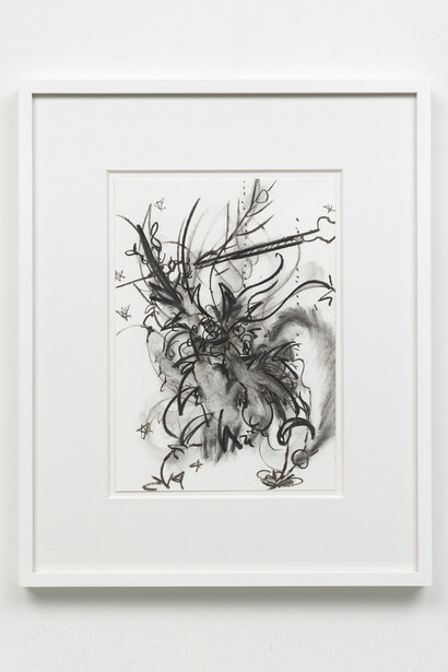 Fiona Rae - Drawing (figure 1a) , 2014, Kohle auf Aquarellpapier / charcoal on watercolour paper 29.7 x 21 cm / 11.7 x 8.3 in