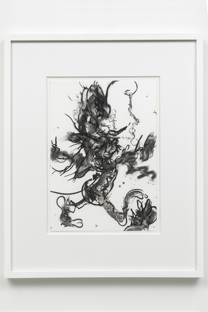 Fiona Rae - Drawing (figure 1b) , 2014, Kohle auf Aquarellpapier / charcoal on watercolour paper 29.7 x 21 cm / 11.7 x 8.3 in