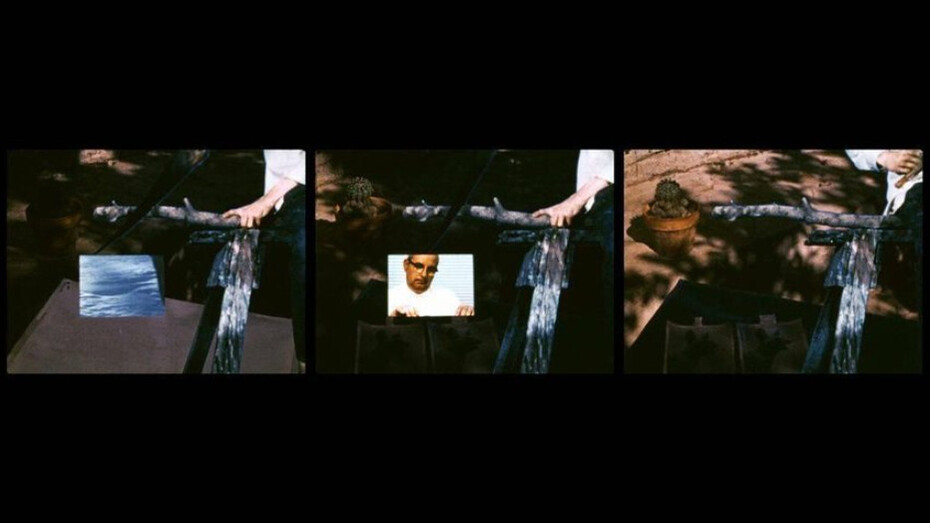 Pat O’Neill, Saugus Series, 1974/2014 (composite); three-channel video projection, with sound; collection SFMOMA, Accessions Committee Fund purchase; © Lookout Mountain Studios; photo: courtesy Philip Martin Gallery, Los Angeles; Mitchell-Innes and Nash, New York; and Monitor Gallery, Rome