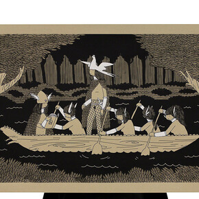 Kid Acne, “Boat Girls”, hand-embellished screenprint; Edition of 10, 36in x 26in (92 x 66cm)