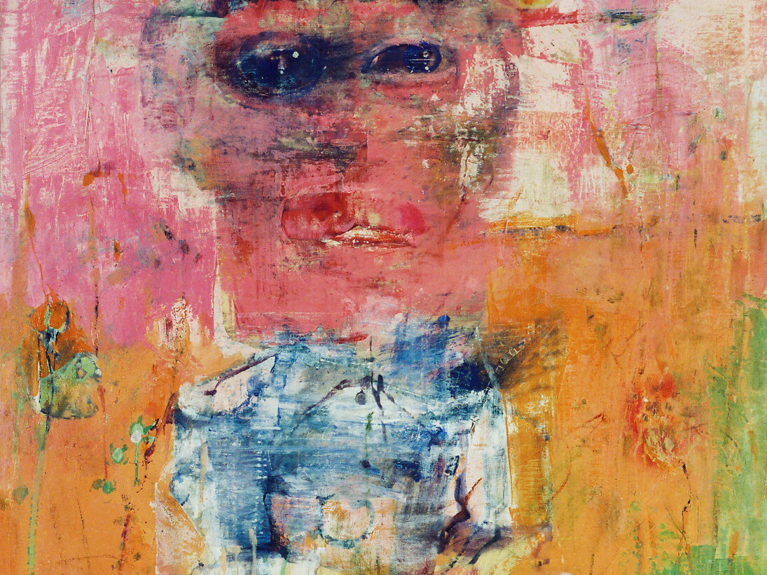 Renzo Ferrari,
Gaio nell’erba, dettaglio,
1975,
Olio su carta su tela,
152 x 108 cm,
Collezione privata, Sementina