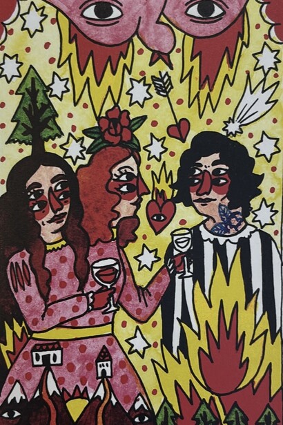 Ricardo Cavolo, Tarot del Fuego, Spain, 2014. Retrieved from Hundley, J., Slinger, P., Fiebig, J., & Kroll, M. (2021). Tarot. Taschen