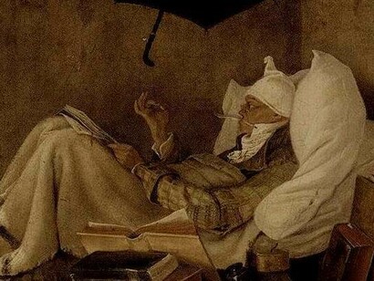 Hay algunos que esperan la llegada de las musas sin salir de la cama: «El poeta pobre» (1839), Carl Spitzweg