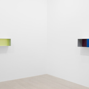 Donald Judd, Wall works, exhibition view. Courtesy of Gagosian Gallery