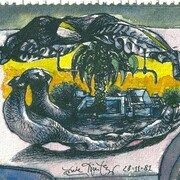 Ercole Pignatelli, Masseria, 1981 Inchiostro e acquarello cm. su carta, 12,3 x 16 cm