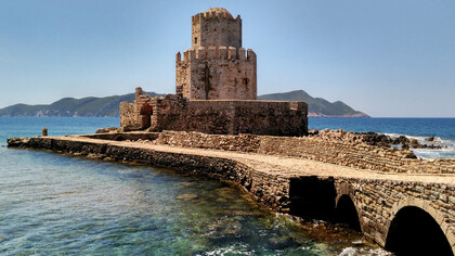 Vista del Castillo de Methoni, Mesenia, Grecia