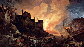 "Coalbrookdale por la noche", pintura al óleo de Philipp Jakob Loutherbourg (1801). Coalbrookdale es considerada una de las cunas de la revolución industrial