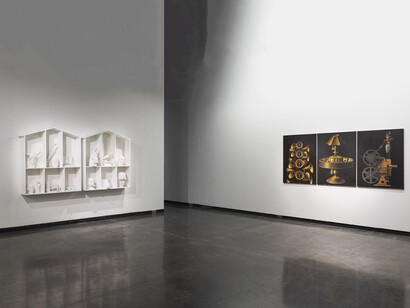 KM Madhusudhanan, The shape of the sky a rectangle, exhibition view. Courtesy of 1x1 Art Gallery