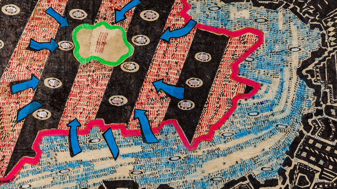 George Widener, Untitled (Red Xs) (detail), 2025. Courtesy of Hirschl & Adler