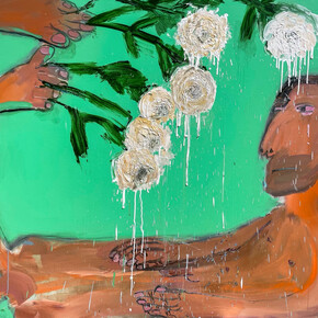 Aaron Maier-Carretero, bloom, 2023, oil on canvas, 48x60 inches. Courtesy the artist and Luis De Jesus, LA