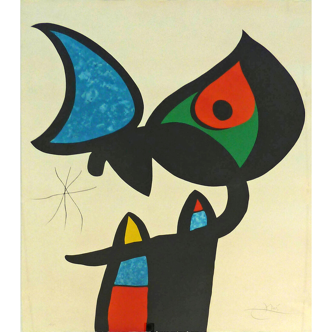 Joan Miro, Espriu-Miro. Plate 6, 1975, Original Hand Signed and Numbered Etching and Aquatint with Carborundum on Guarro paper, 106 x 90 cm / 41.8 x 35.5 in