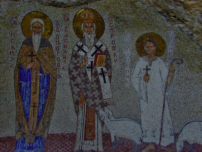Mosaic depicting St. Basil in the Ostrog Monastery