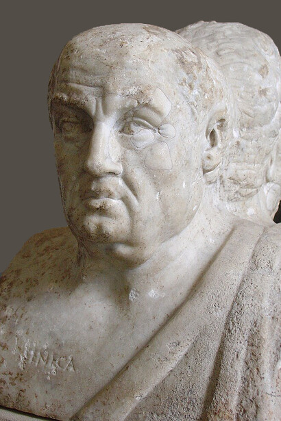 A bust of Seneca, a Stoic philosopher from the Roman empire who served as an adviser to Nero