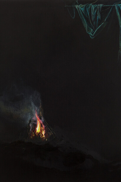 Emma Bennett, Set Apart, 2015, oil on oak, 25 x 20 cm