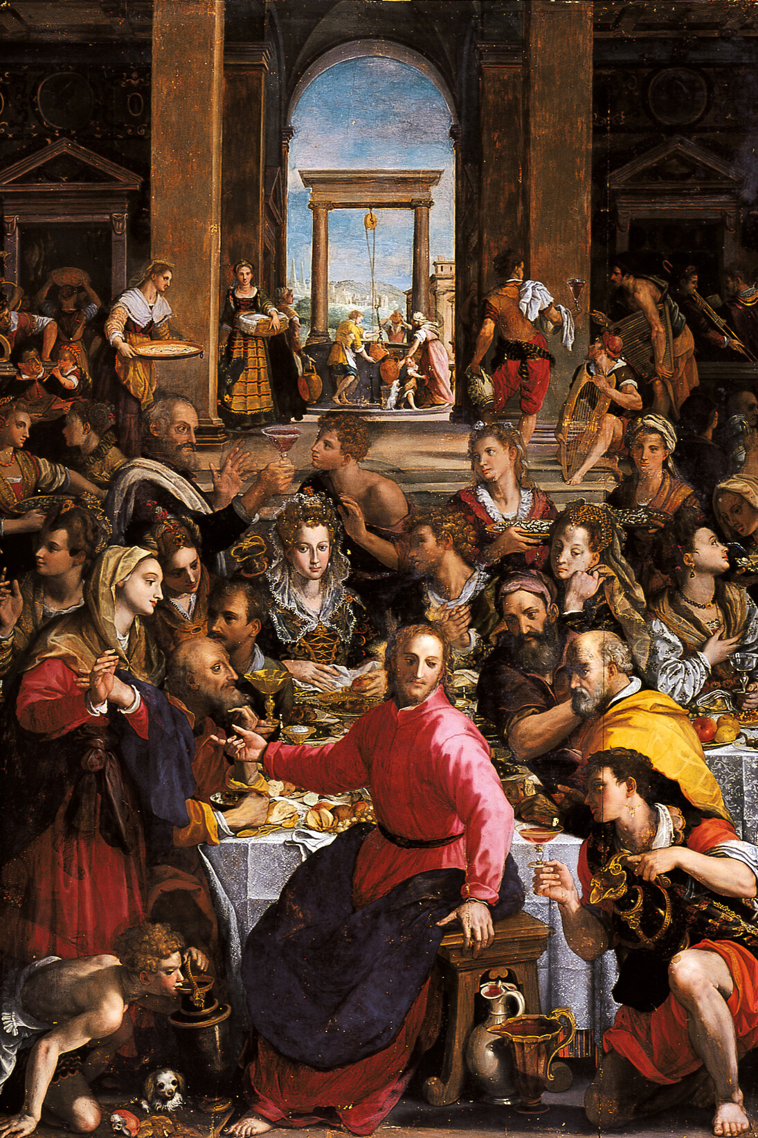 Alessandro Allori, Nozze di Cana, 1592 circa, penna bruna, matita nera, gessetto, biacca su carta marroncina, Vienna, Graphische Sammlung Albertina 

