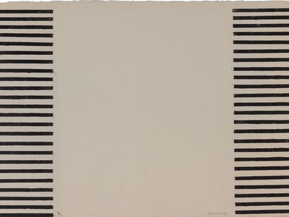Carel Visser, Two columns of horizontals / twee kolommen met horizontalen, 1970, Woodcut on rice paper, 60.5 x 91 cm, 23 3/4 x 36 inches